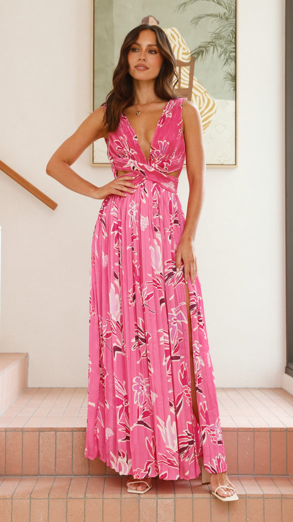 Anita Maxi Dress - Pink Floral - Billy J