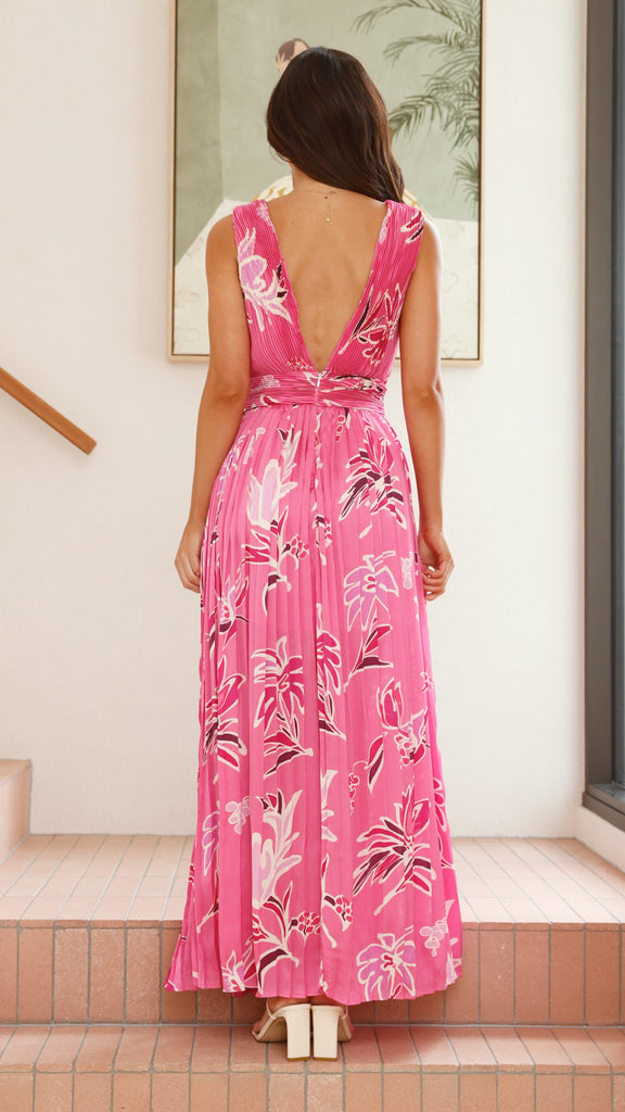 Anita Maxi Dress - Pink Floral - Billy J