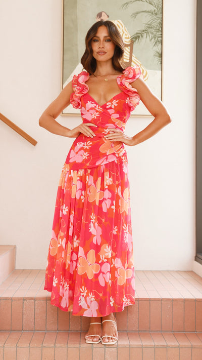 Load image into Gallery viewer, Alma Maxi Dress - Blood Orange - Billy J
