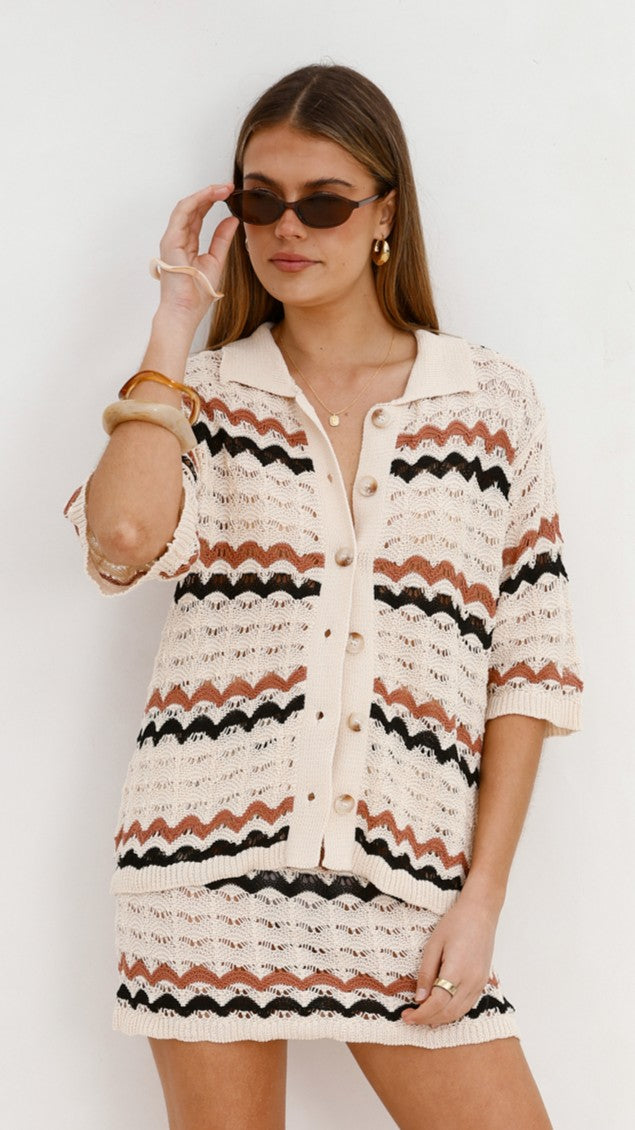 Greta Mini Skirt - Natural Stripe - Billy J