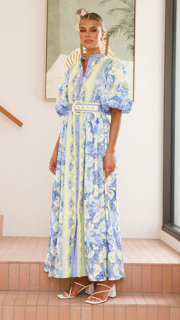 Claudelle Maxi Dress - Blue/Yellow - Billy J