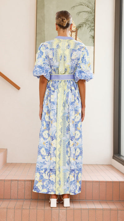 Load image into Gallery viewer, Claudelle Maxi Dress - Blue/Yellow - Billy J
