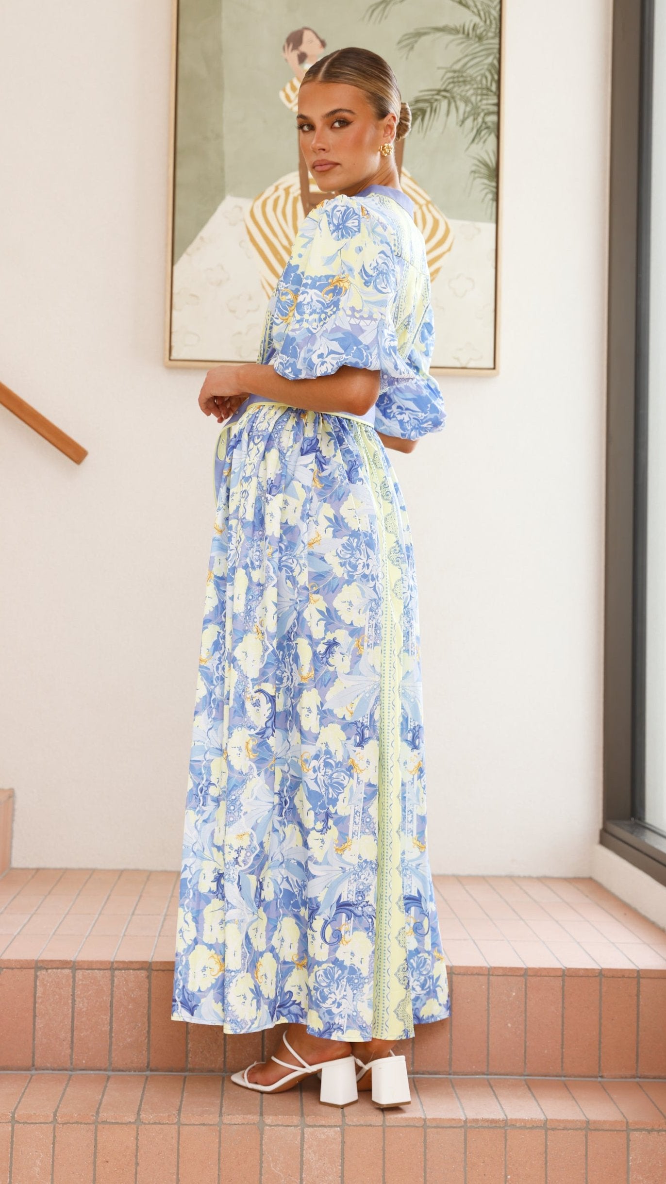 Claudelle Maxi Dress - Blue/Yellow - Billy J