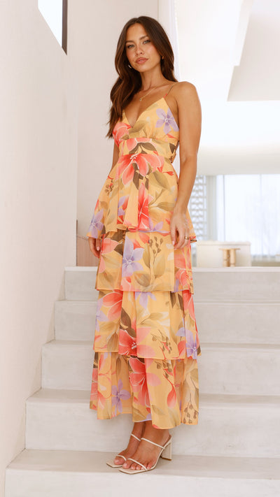 Load image into Gallery viewer, Kelli Maxi Dress - Yellow Floral - Billy J
