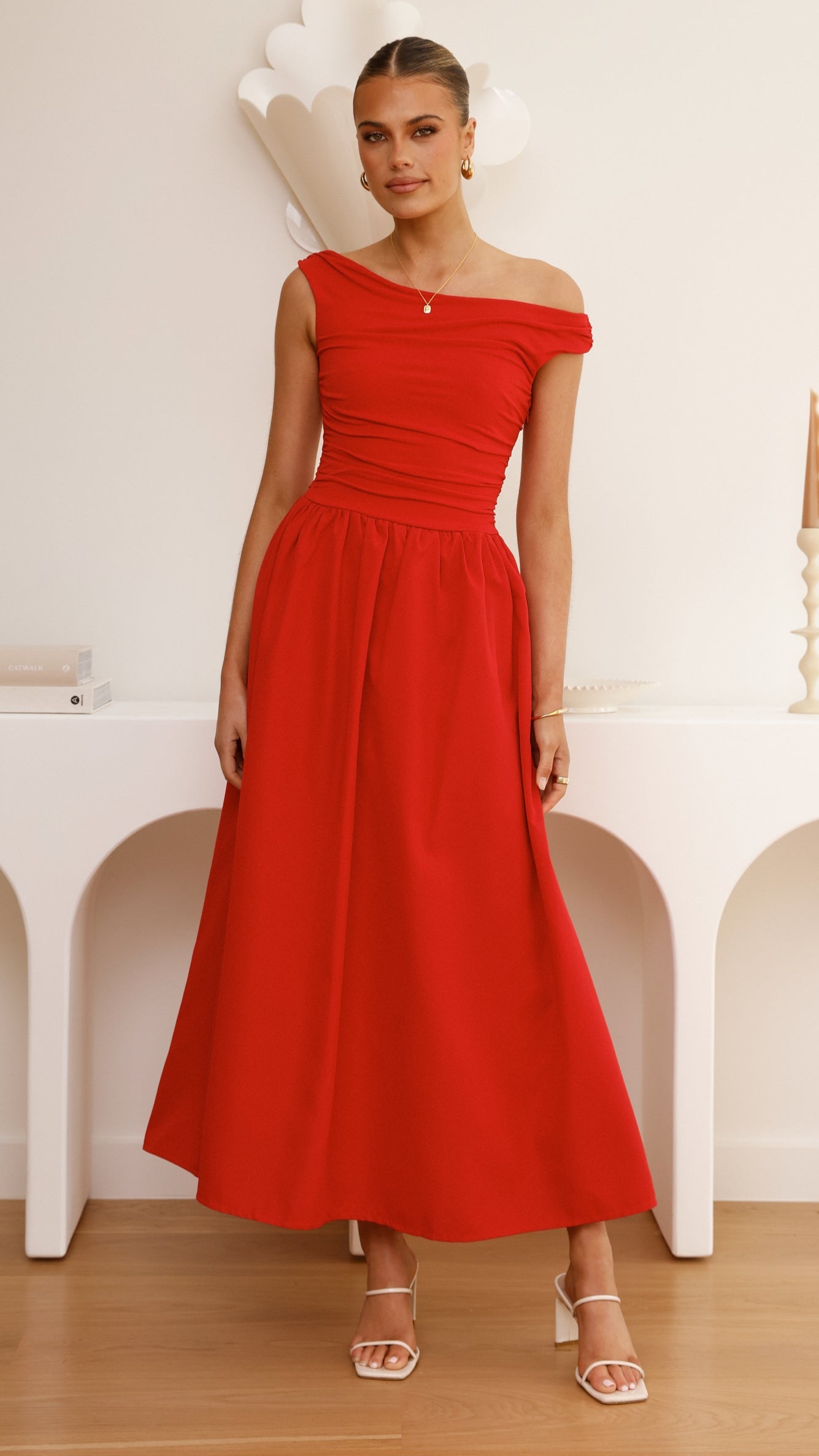 Immy Midi Dress - Red - Billy J