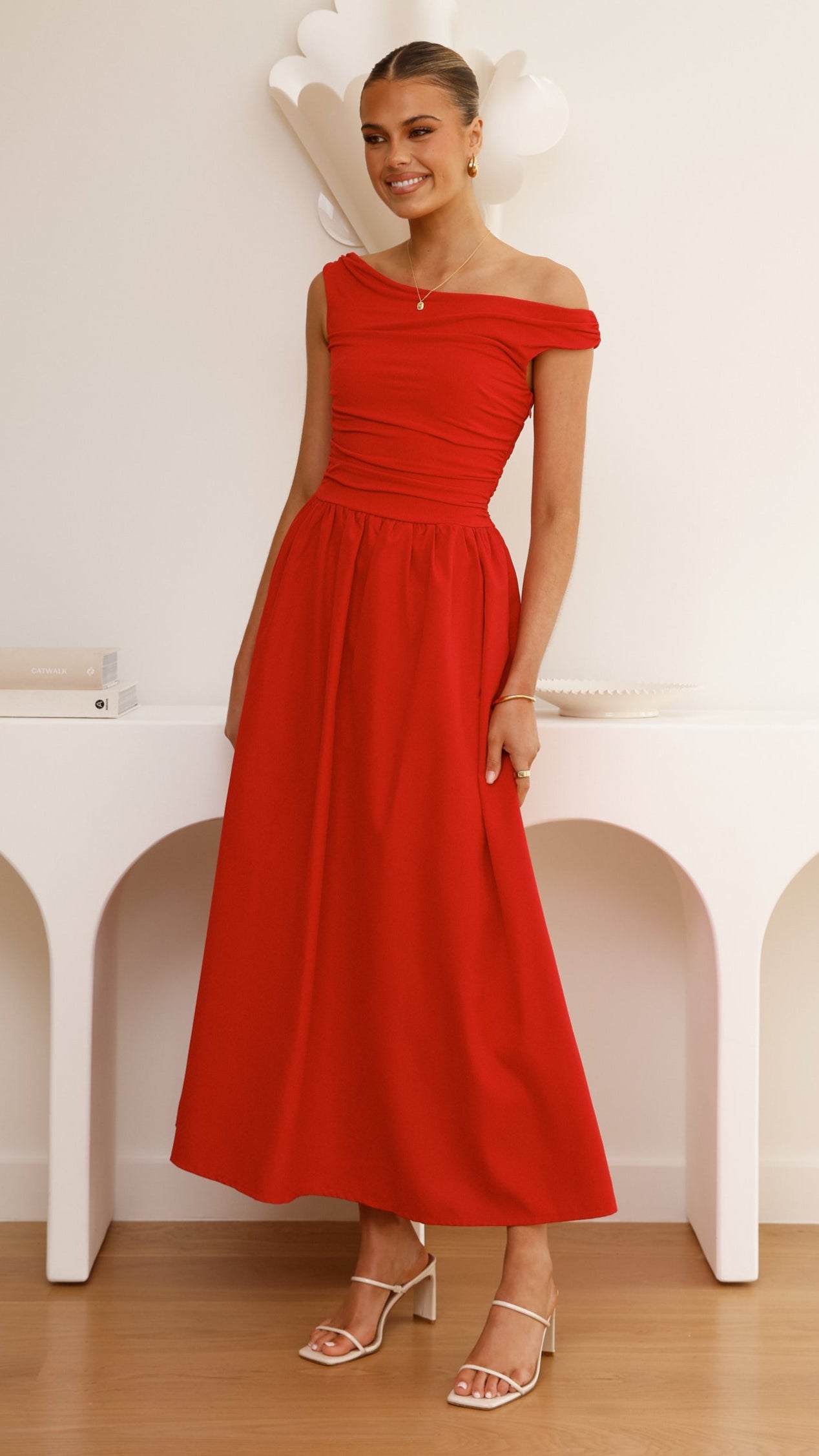 Immy Midi Dress - Red - Billy J