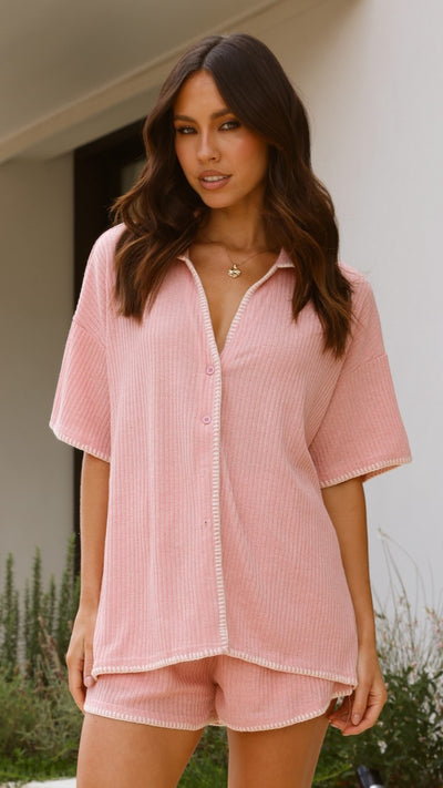 Load image into Gallery viewer, Eden Knit Top and Shorts Set - Pink - Billy J
