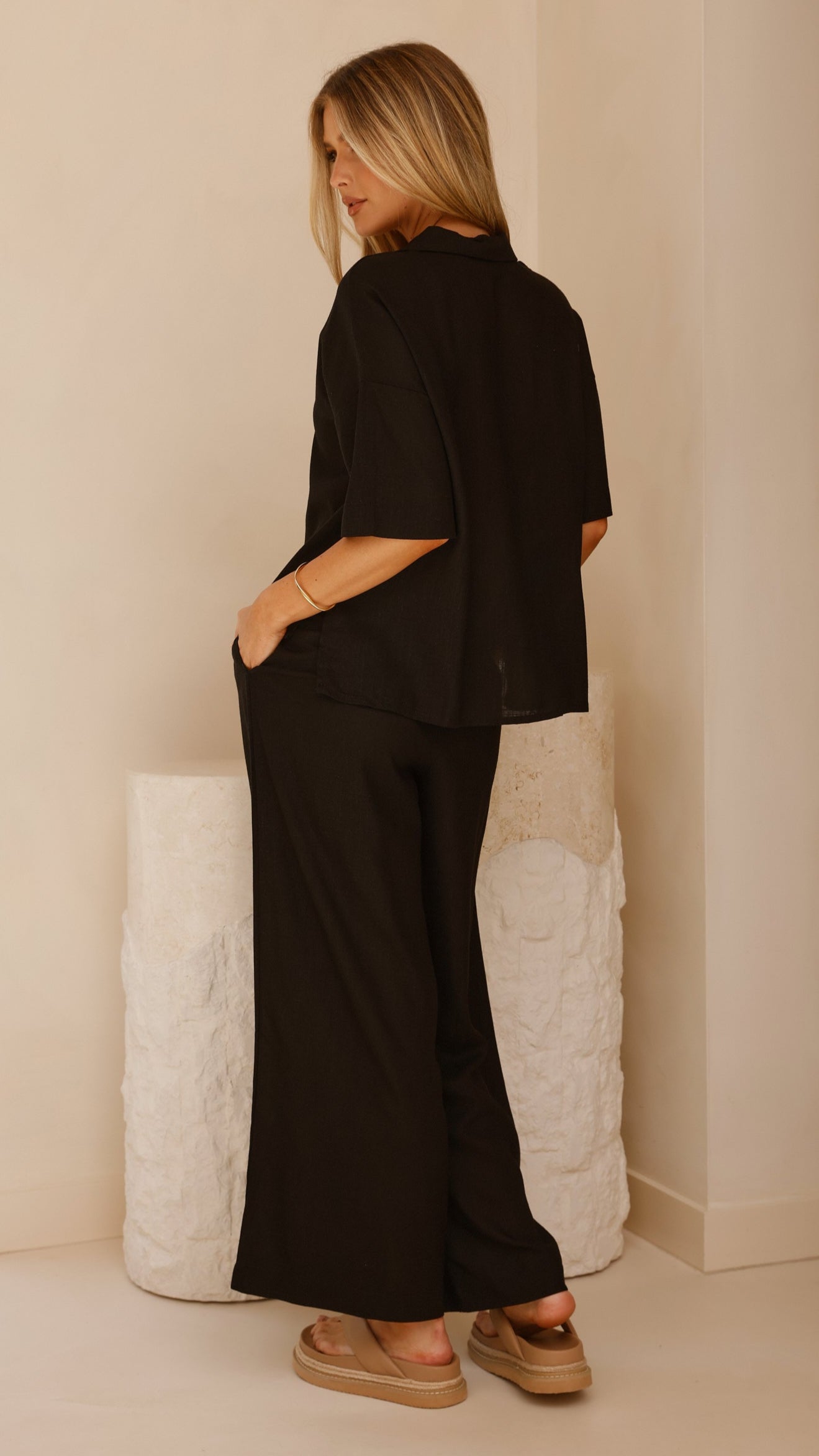 Lexi Linen Pants - Black - Billy J