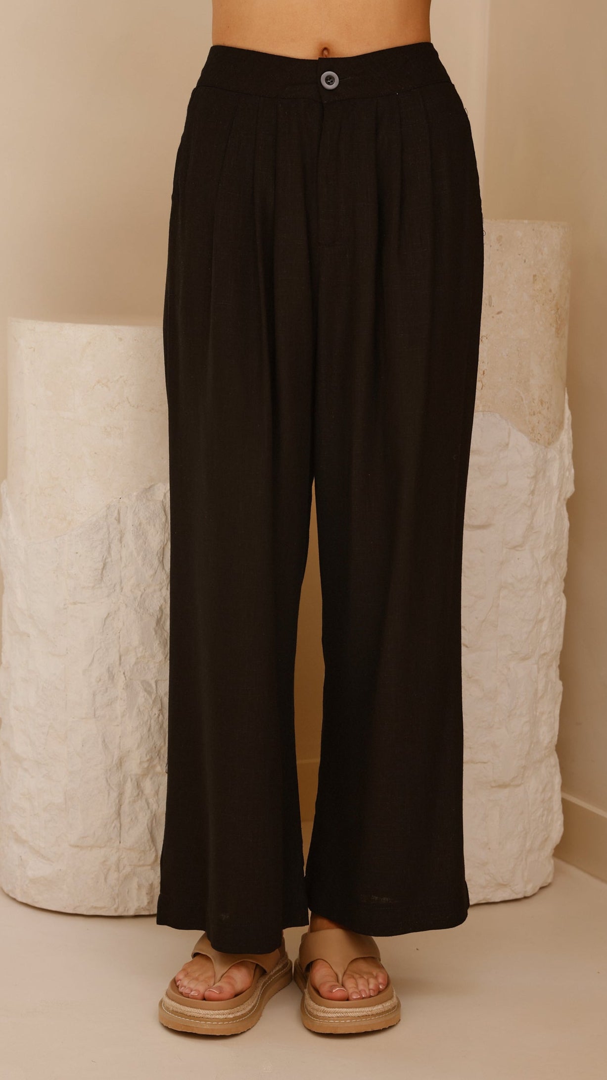Lexi Linen Pants - Black - Billy J