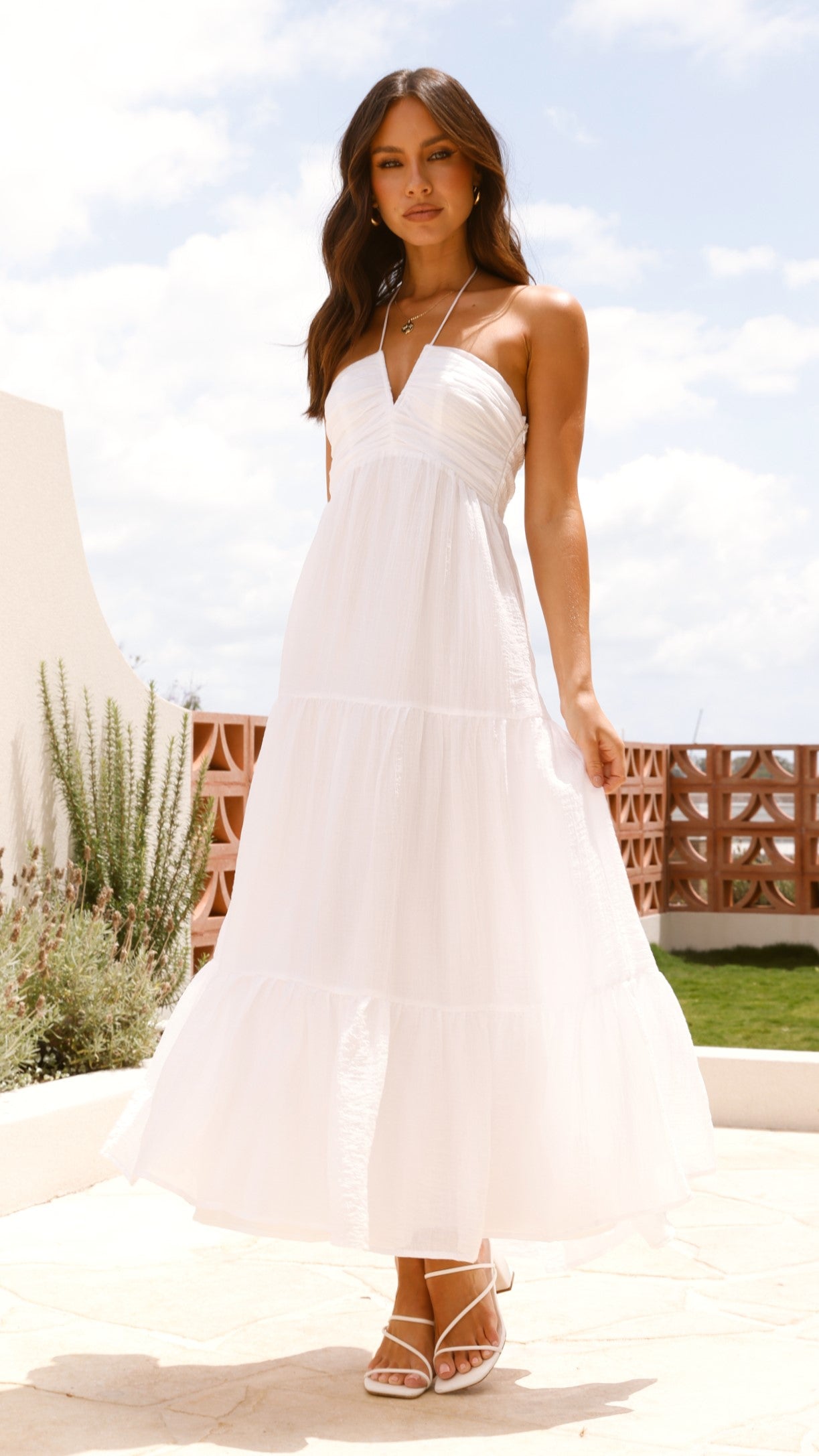 Taffeta Maxi Dress - White - Billy J