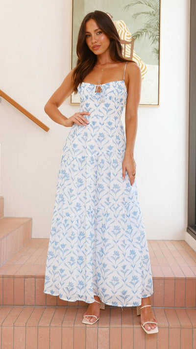 Load image into Gallery viewer, Cove Maxi Dress - Blue Floral - Billy J
