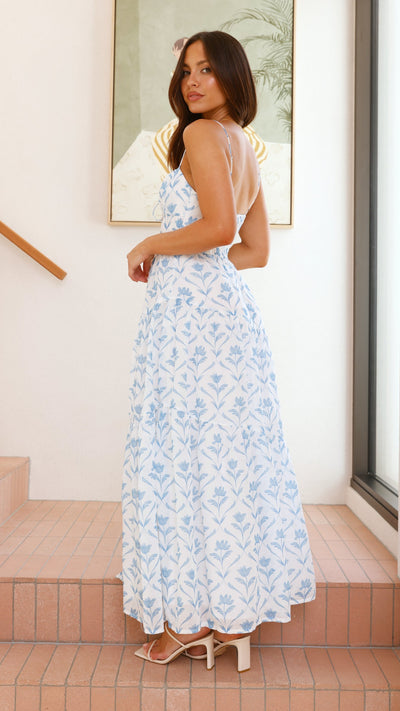 Load image into Gallery viewer, Cove Maxi Dress - Blue Floral - Billy J
