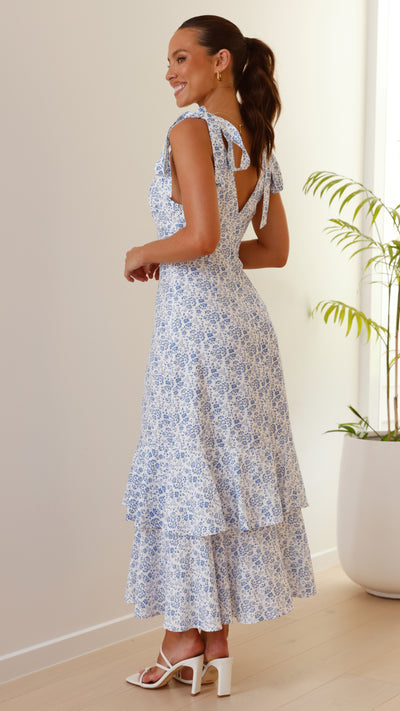 Load image into Gallery viewer, Idana Maxi Dress - Blue Floral - Billy J
