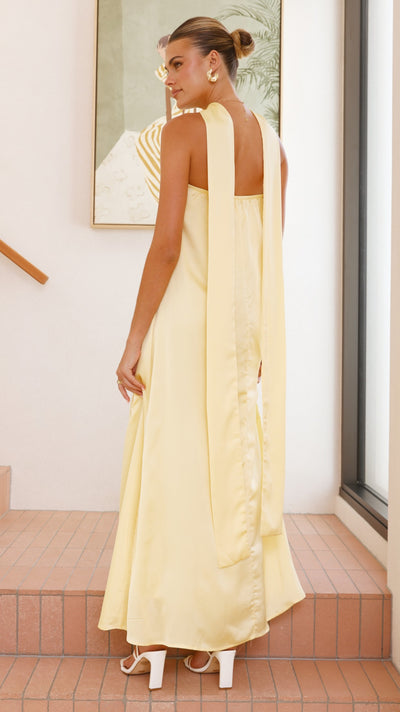 Load image into Gallery viewer, Caitie Strapless Scarf Maxi Dress - Yellow - Billy J
