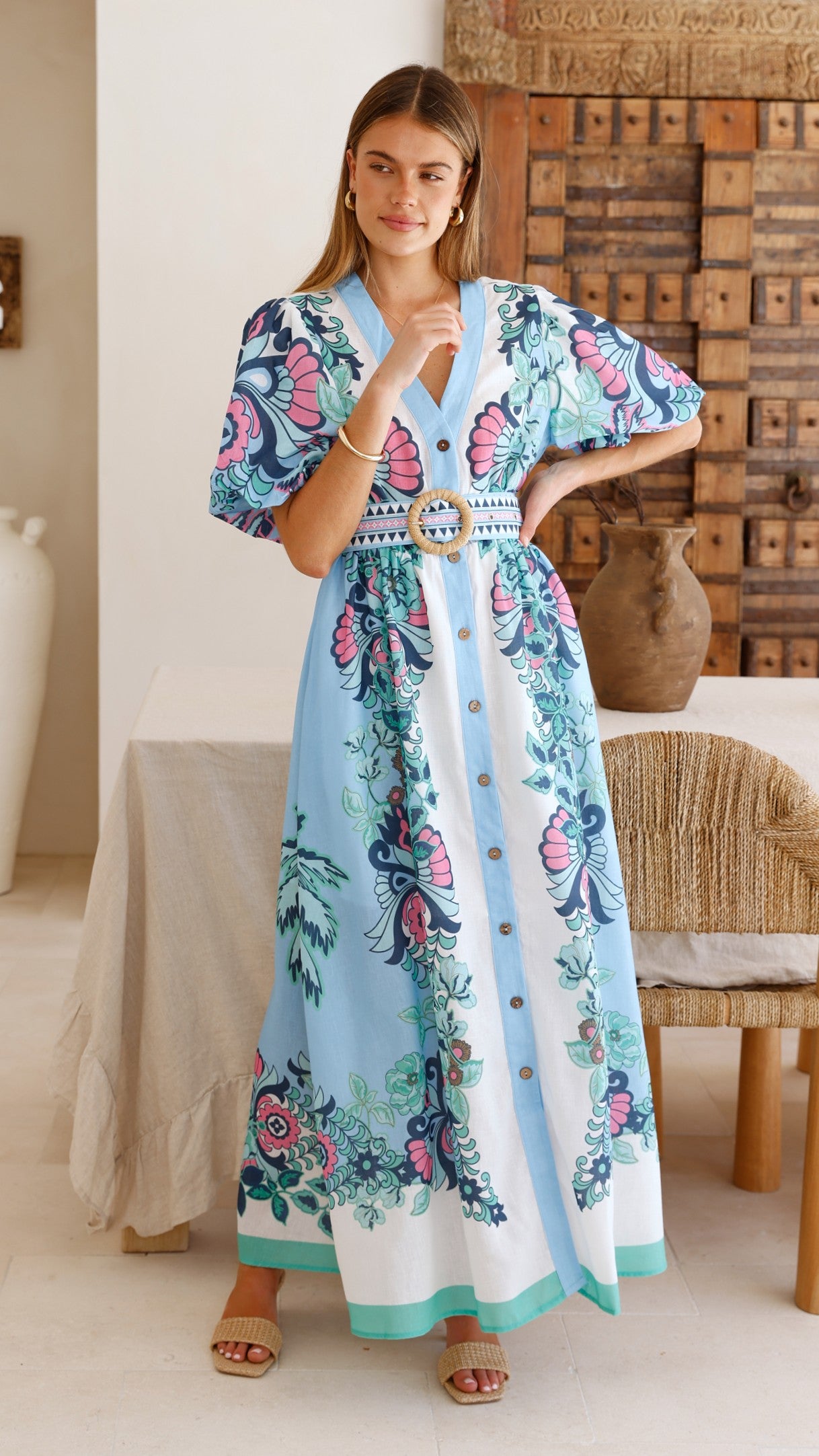 Dali Maxi Dress - Island Bloom Blue - Billy J
