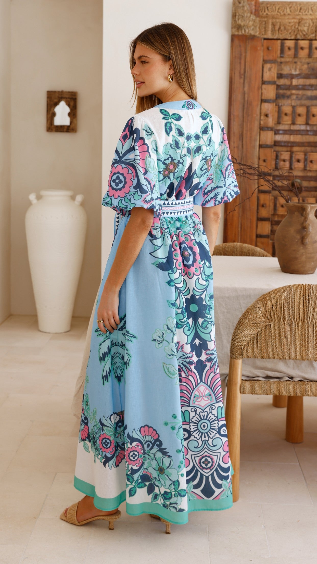 Dali Maxi Dress - Island Bloom Blue - Billy J