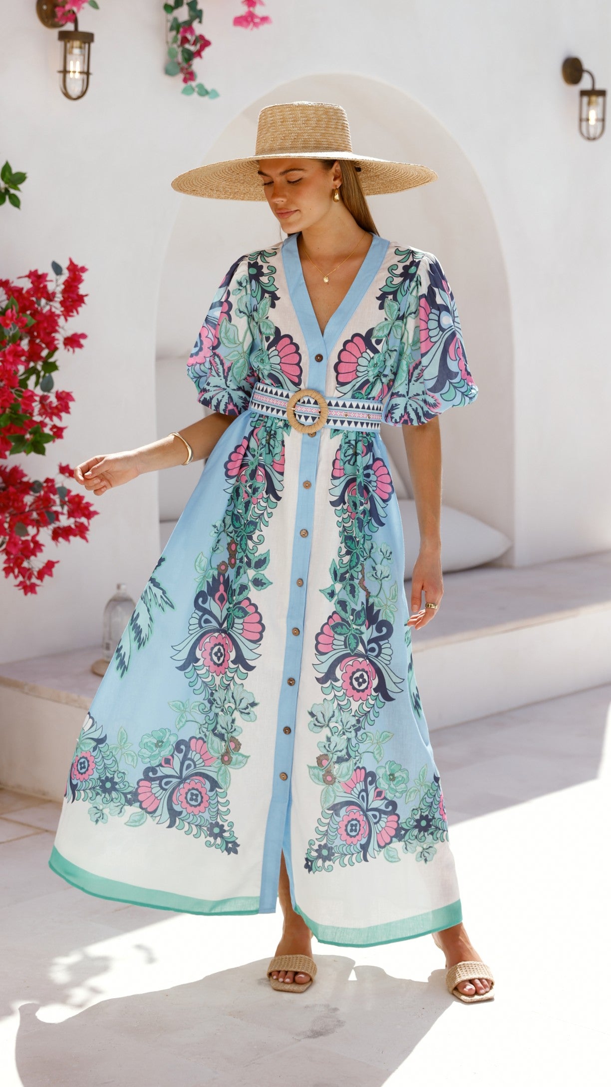 Dali Maxi Dress - Island Bloom Blue - Billy J
