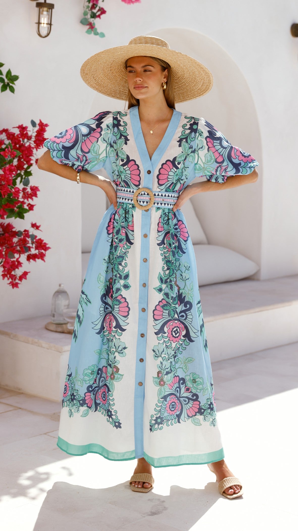 Dali Maxi Dress - Island Bloom Blue - Billy J