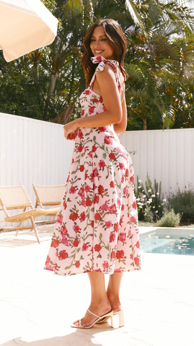 Load image into Gallery viewer, Sylvie Midi Dress - Pink Floral - Billy J
