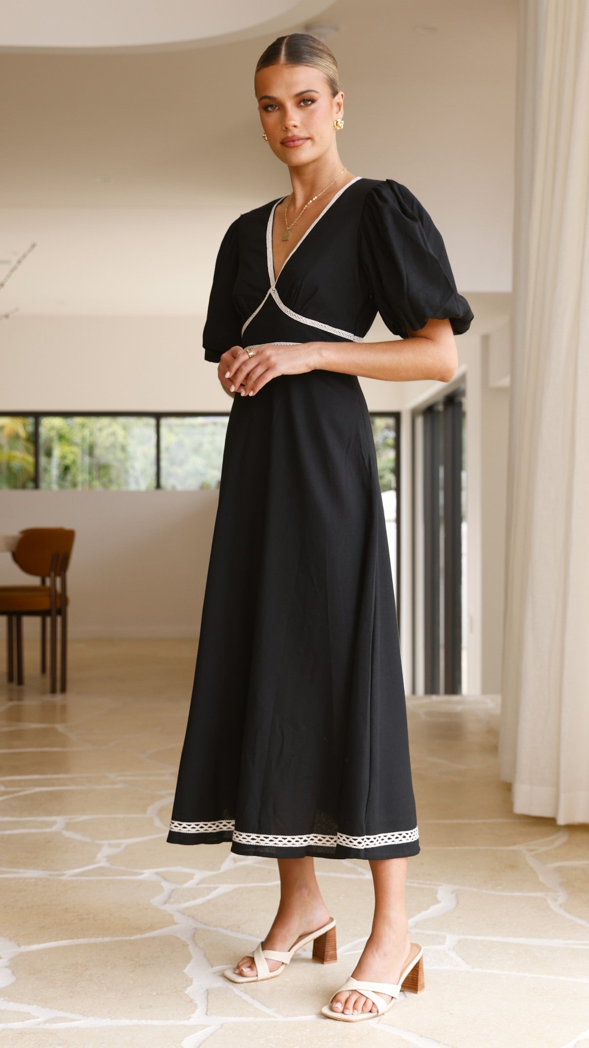 Nakisha Maxi Dress - Black / Beige - Billy J