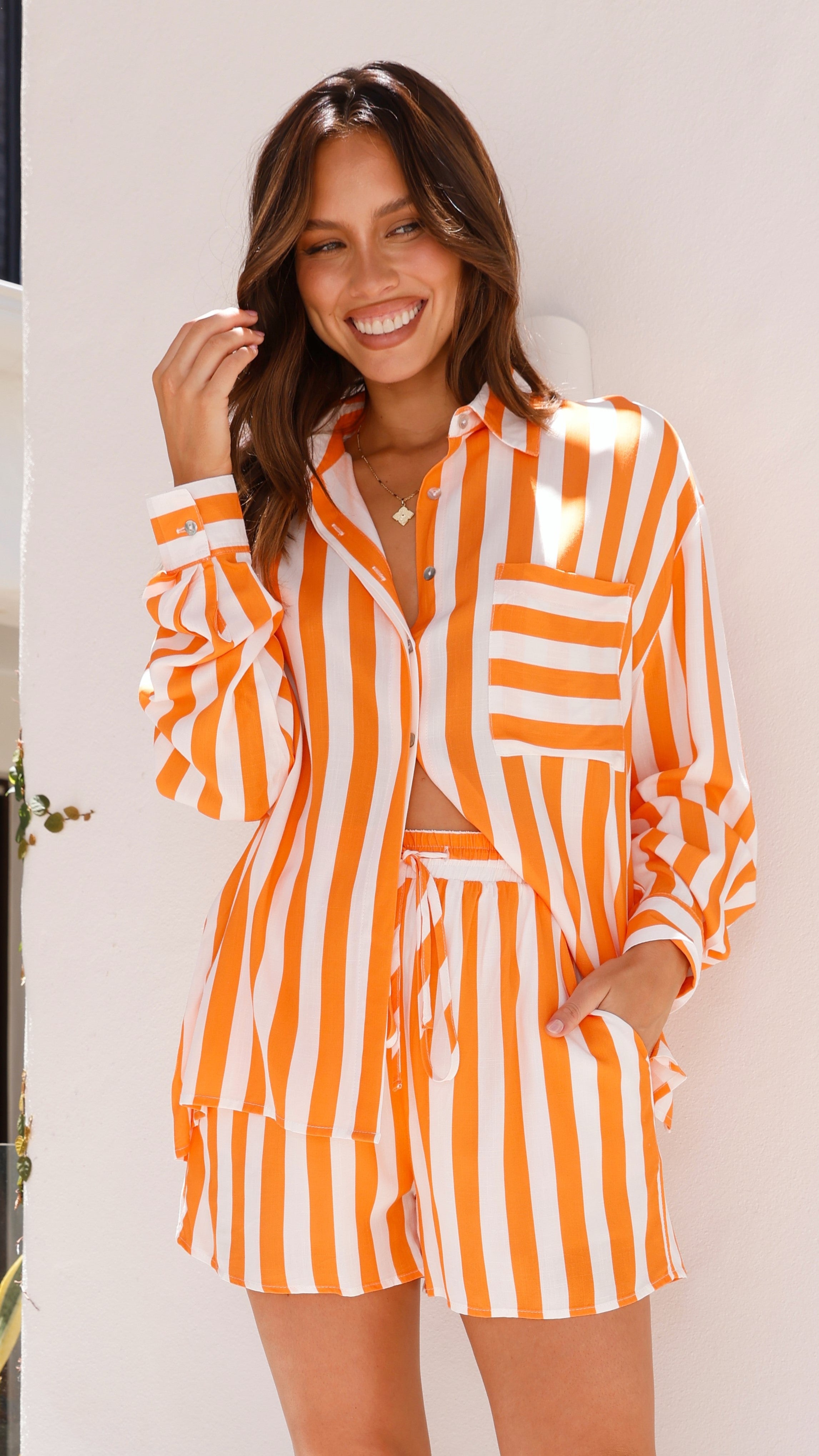 Capri Shirt - Orange/White