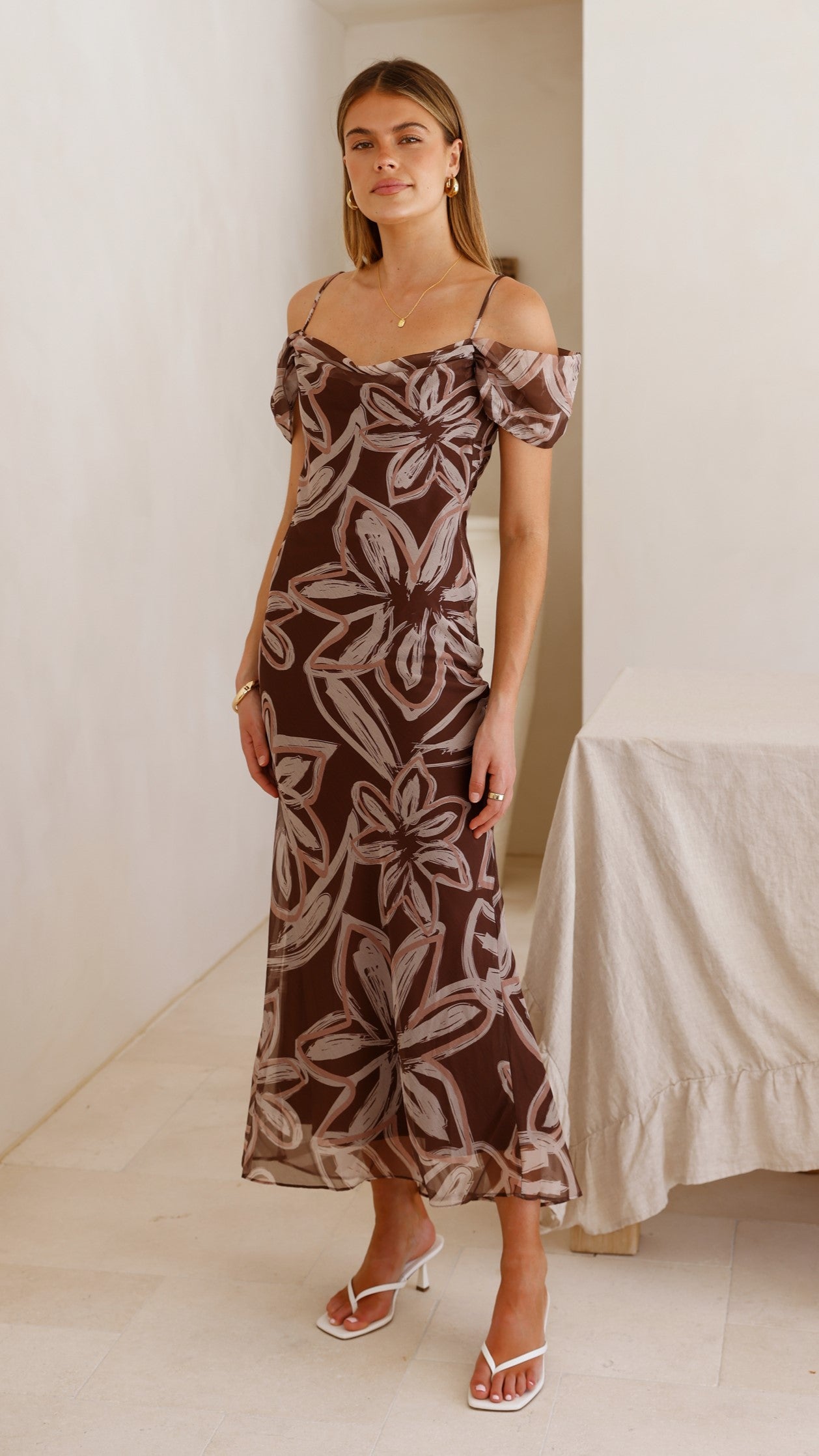Adrianna Maxi Dress - Brown Floral - Billy J