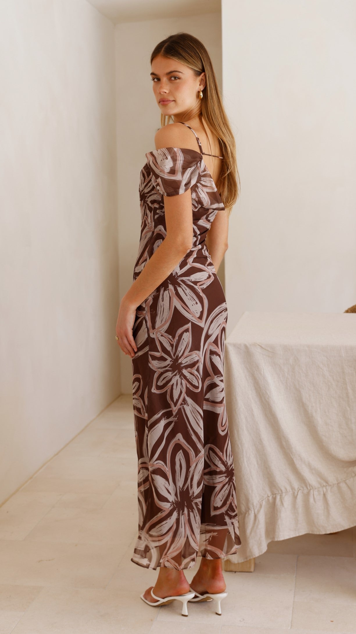 Adrianna Maxi Dress - Brown Floral - Billy J