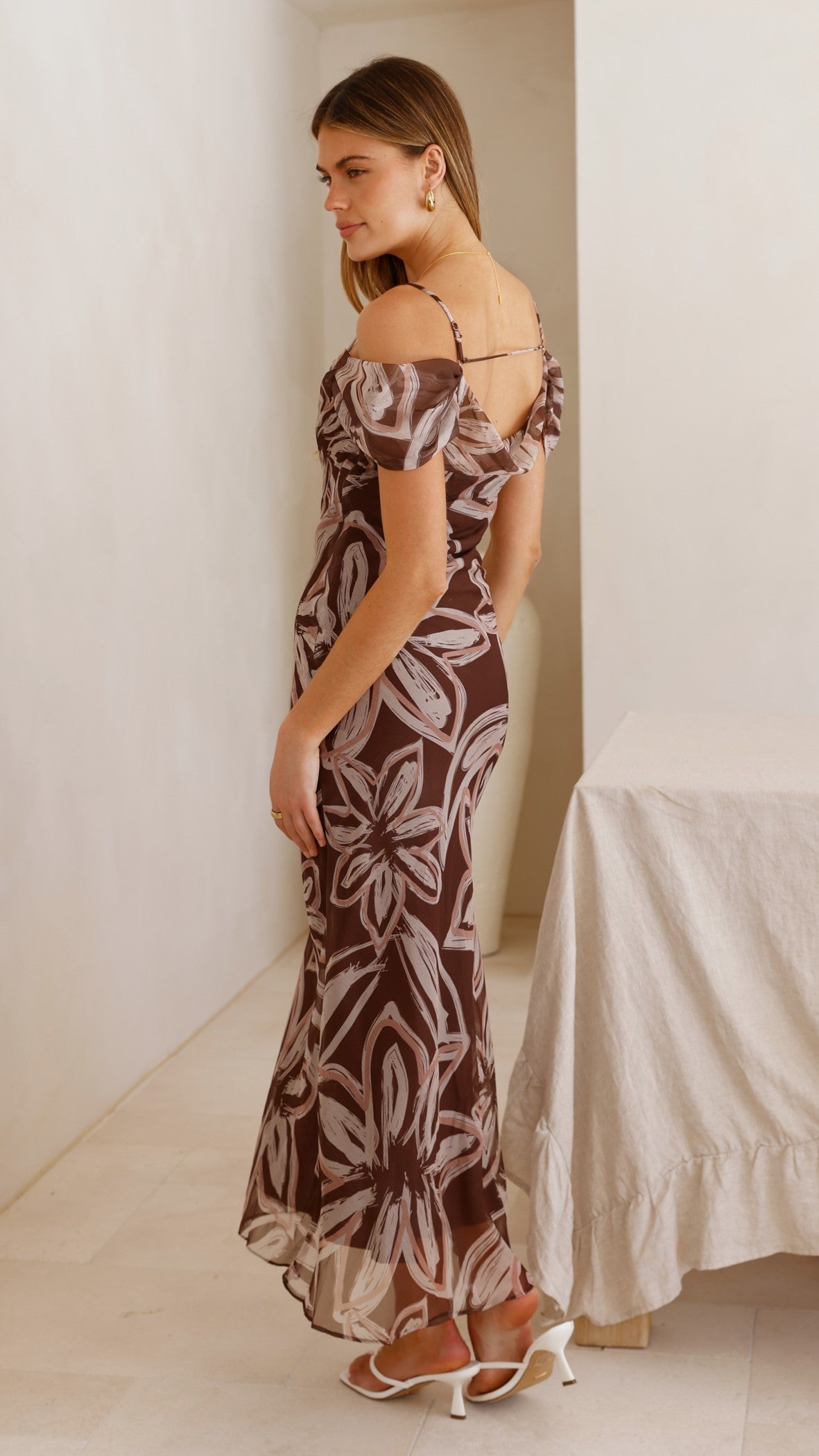 Adrianna Maxi Dress - Brown Floral - Billy J