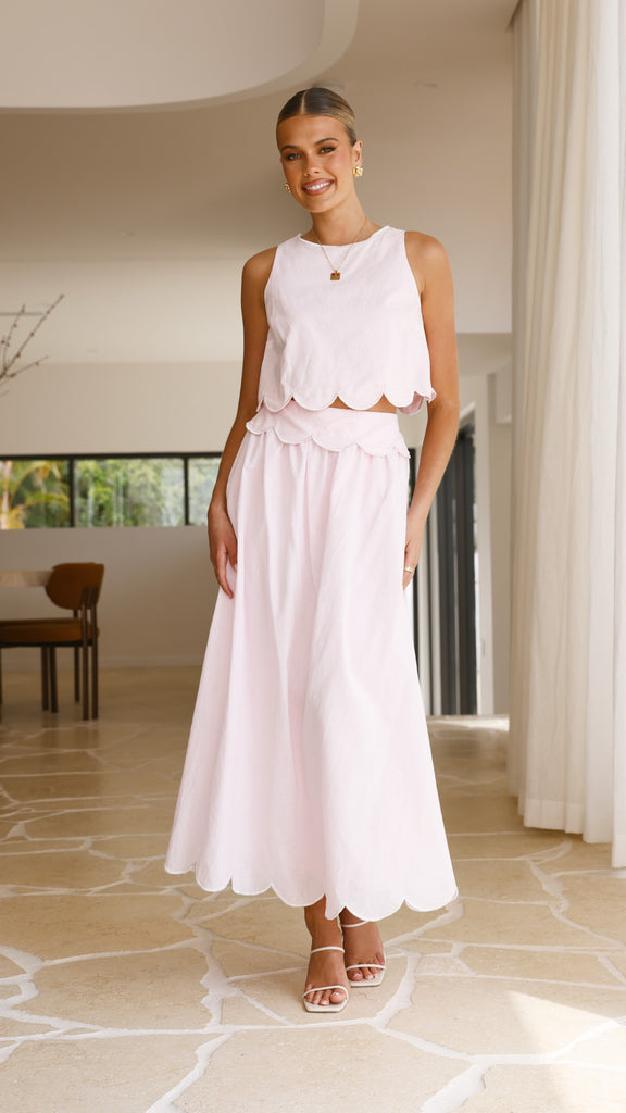 Nakisia Top and Maxi Skirt Set - Light Pink - Billy J