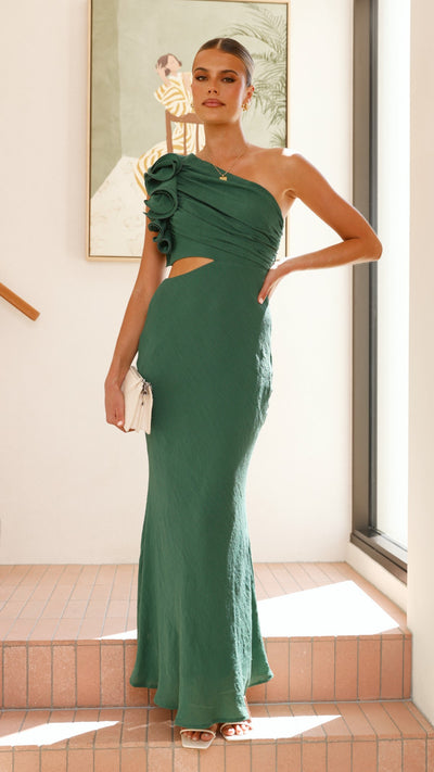 Load image into Gallery viewer, Amina Maxi Dress - Forest Green - Billy J
