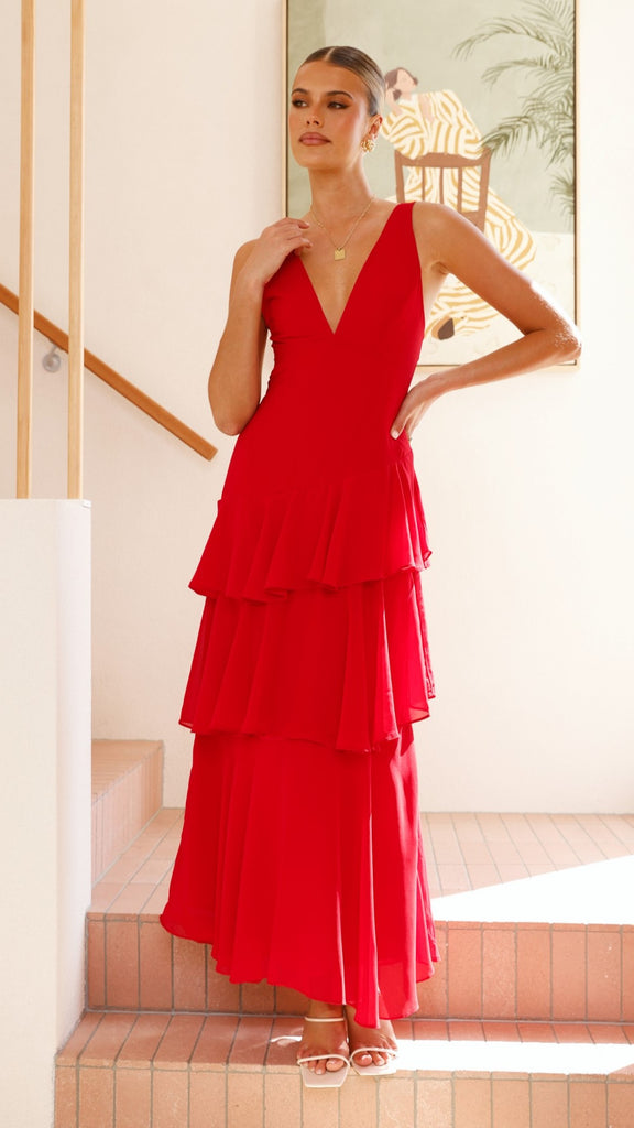 Stasie Maxi Dress - Red - Billy J