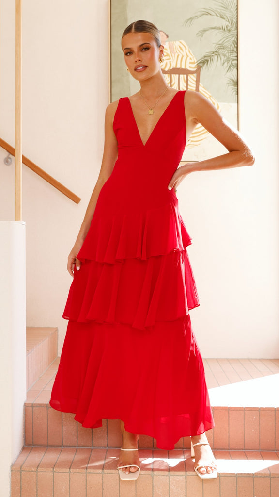 Stasie Maxi Dress - Red - Billy J