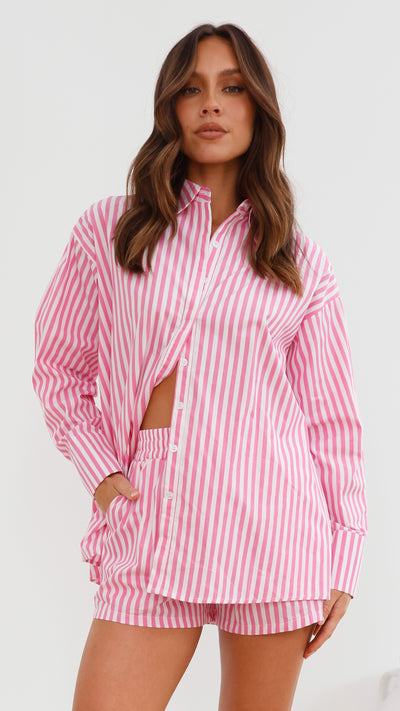 Load image into Gallery viewer, Stellan Button Up Shirt - Pink Stripe - Billy J
