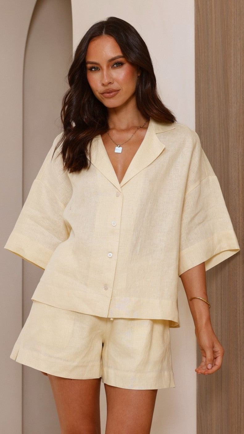 Luna Button Up Shirt - Yellow - Billy J