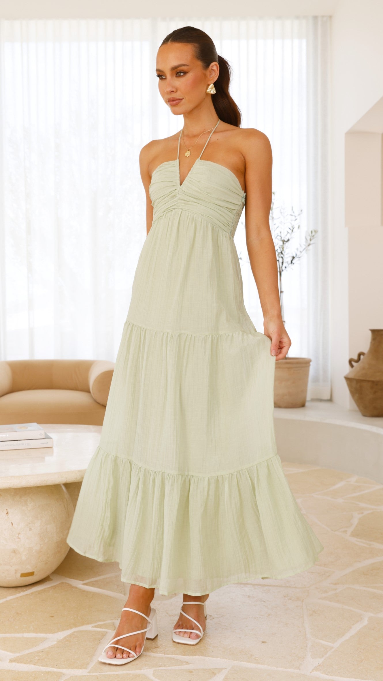 Taffeta Maxi Dress - Sage - Billy J