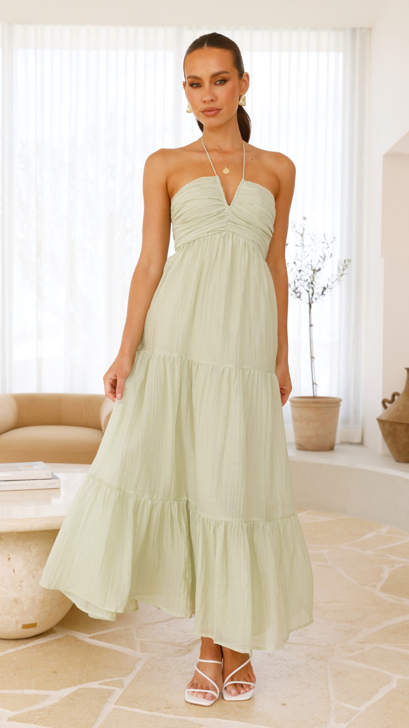 Taffeta Maxi Dress - Sage - Billy J