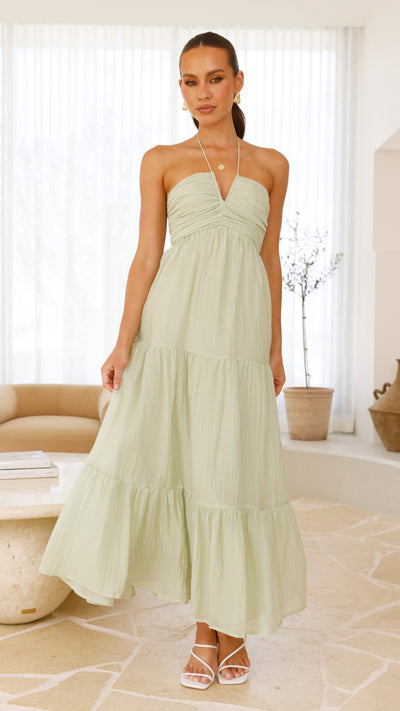 Load image into Gallery viewer, Taffeta Maxi Dress - Sage - Billy J
