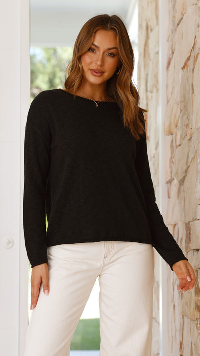 Load image into Gallery viewer, Nellie Long Sleeve Top - Black - Billy J
