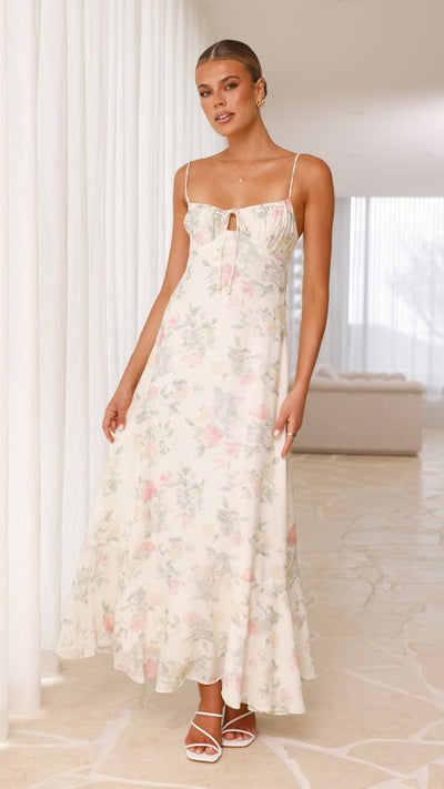 Load image into Gallery viewer, Nova Maxi Dress - White Floral - Billy J
