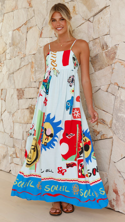 Load image into Gallery viewer, Dominica Maxi Dress - Blue Soliel
