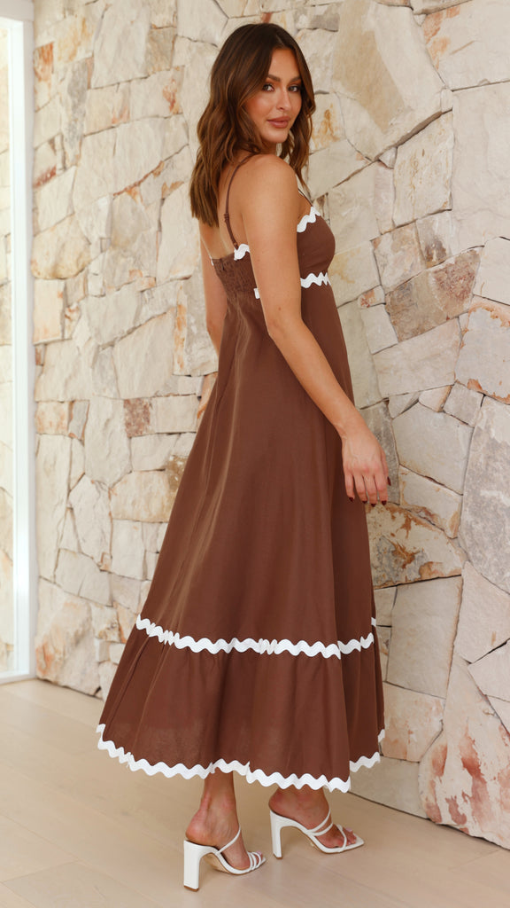 Brodey Midi Dress - Chocolate/White