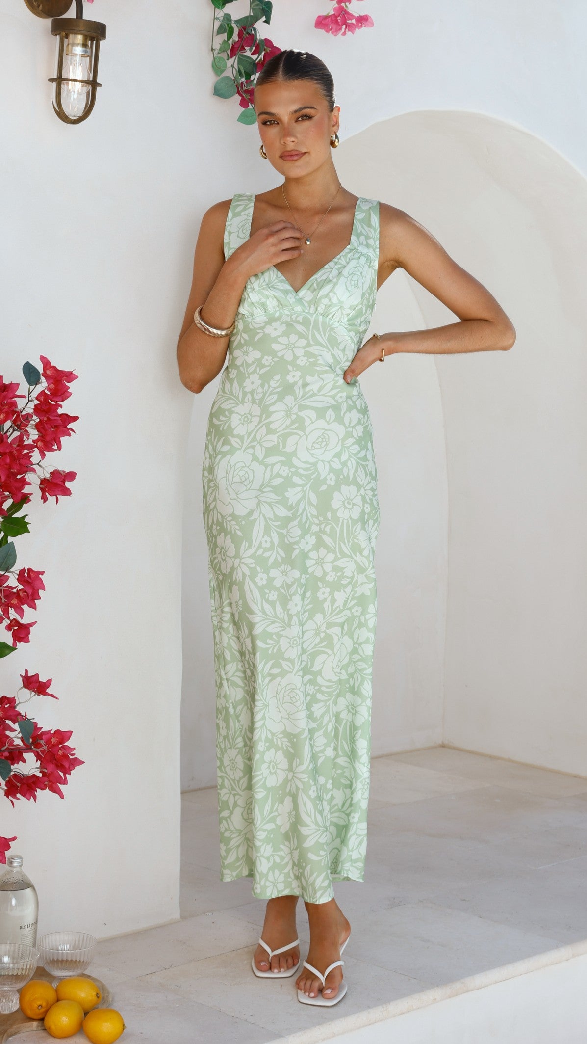 Rubie Maxi Dress - Lime Floral - Billy J