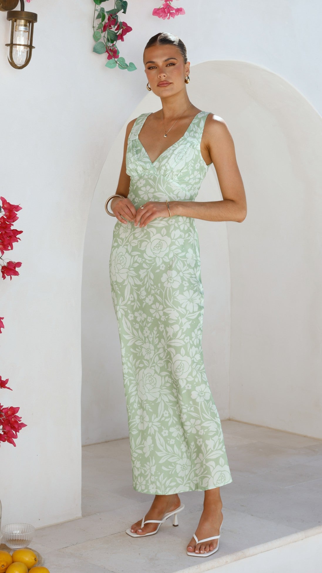 Rubie Maxi Dress - Lime Floral - Billy J