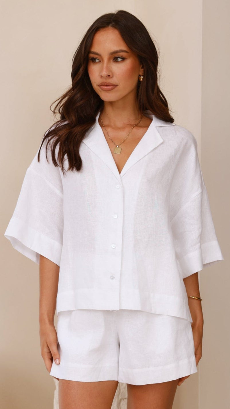 Luna Button Up Shirt - White - Billy J
