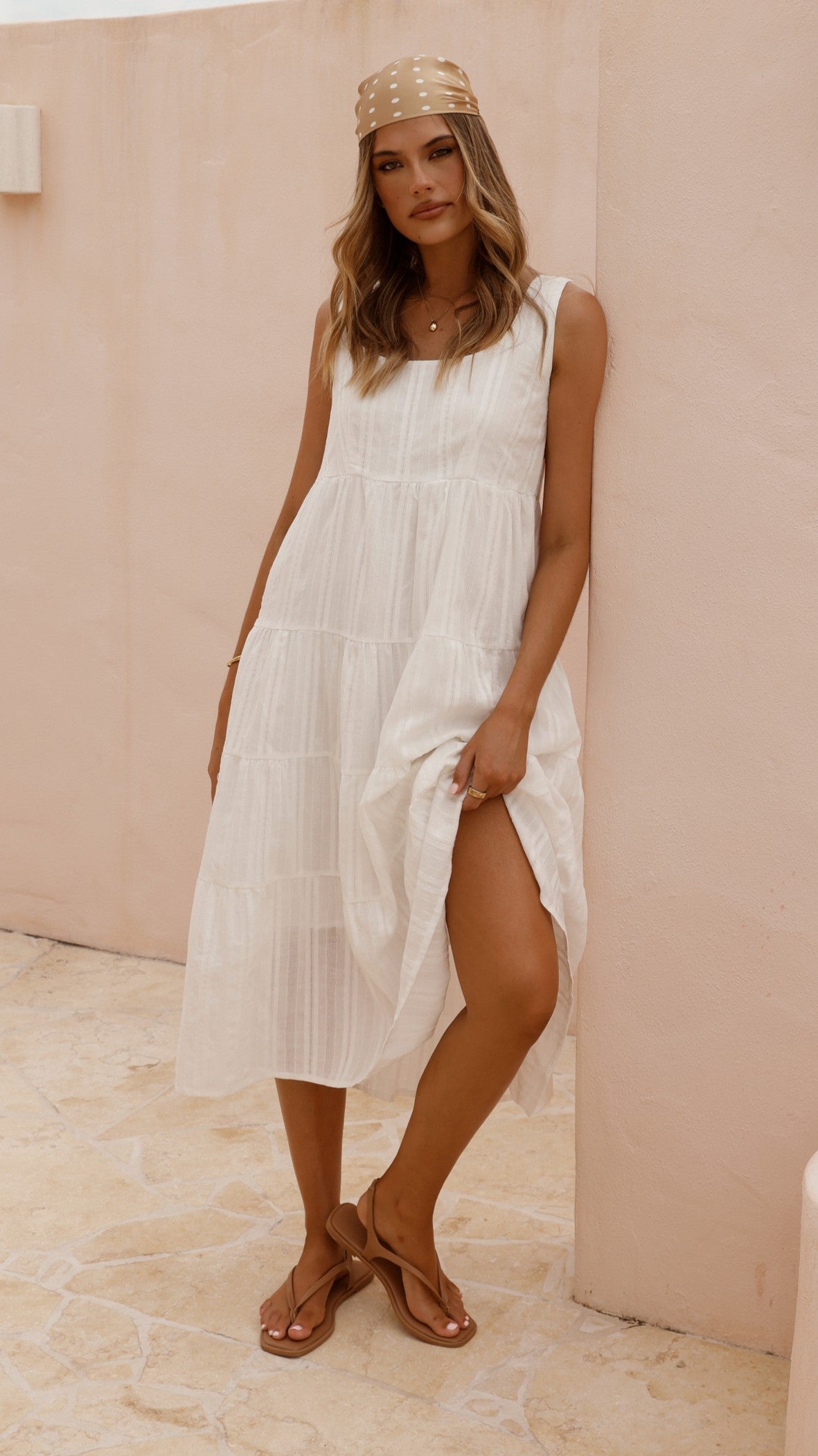 Liza Midi Dress - White - Billy J