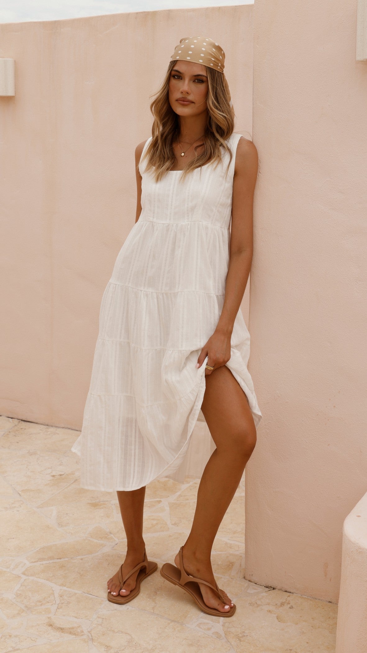 Liza Midi Dress - White - Billy J