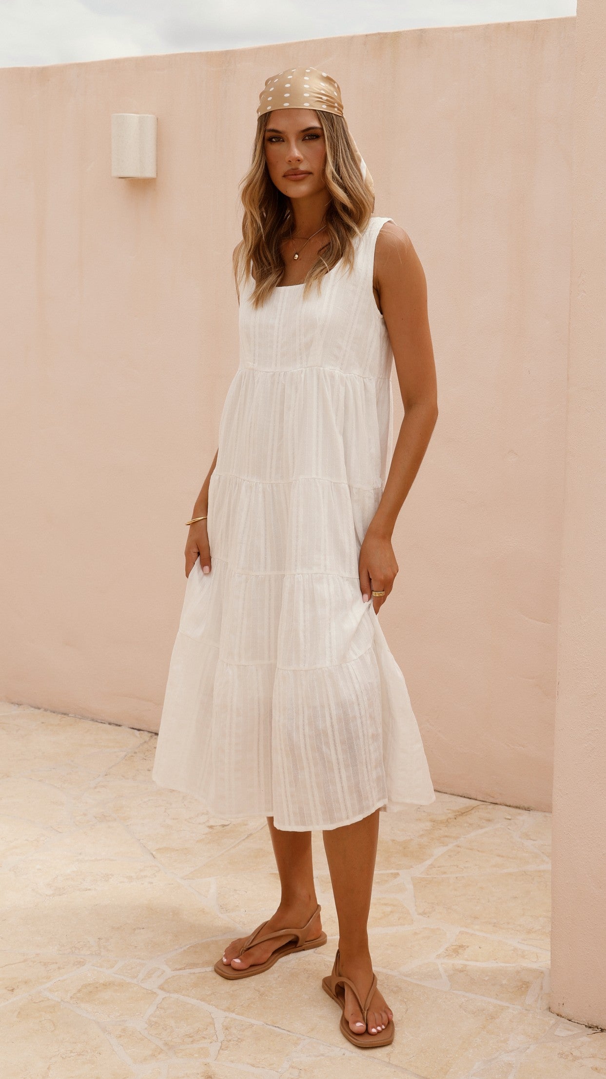 Liza Midi Dress - White - Billy J