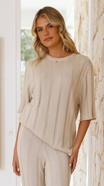 Load image into Gallery viewer, Bayu Knit Top - Cream - Billy J
