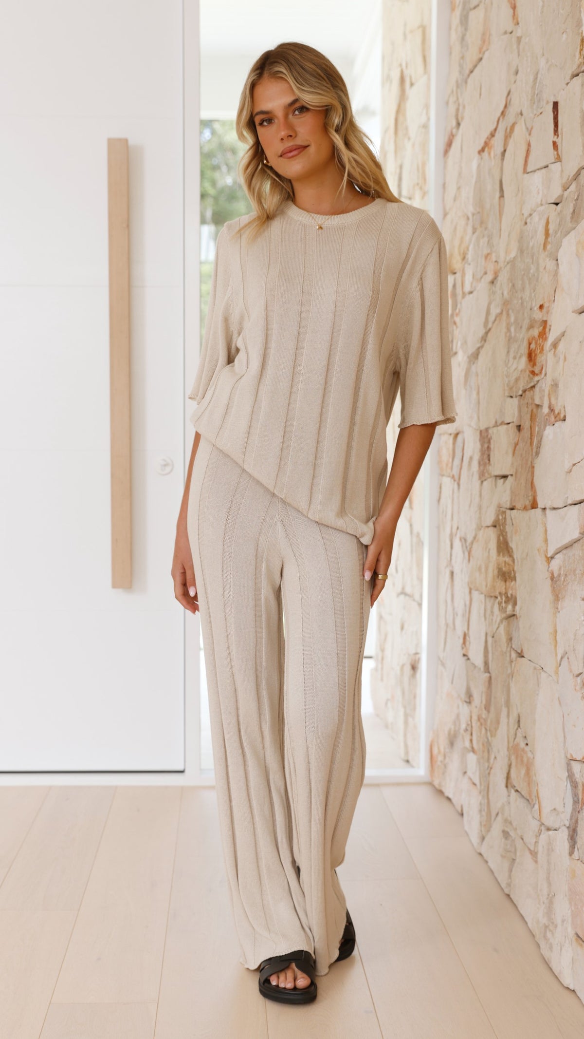 Bayu Knit Pants - Cream - Billy J