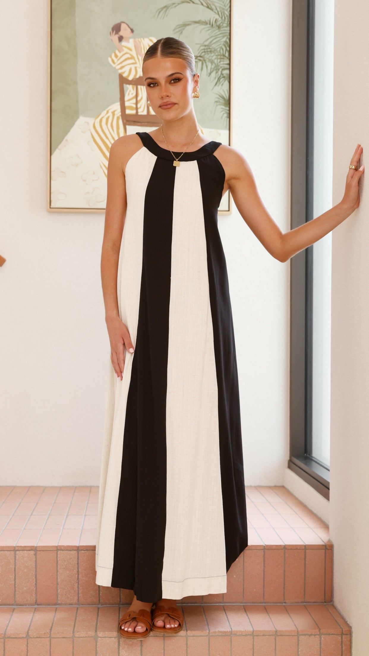 Talaith Maxi Dress - Black / Cream - Billy J